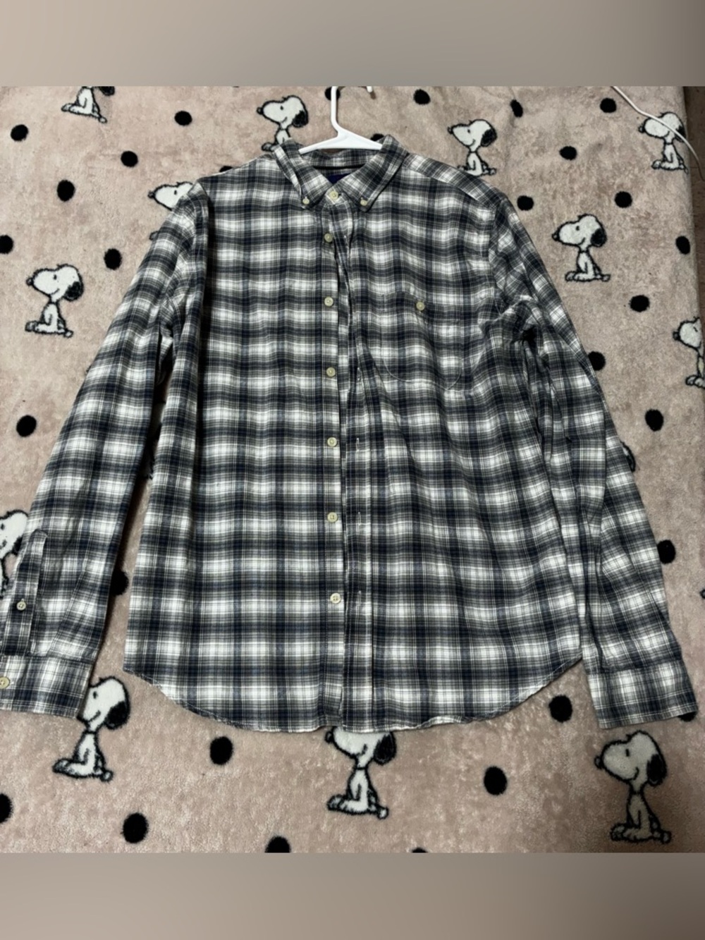 Aeropostale Black and Gray Plaid Button-Down Shirt